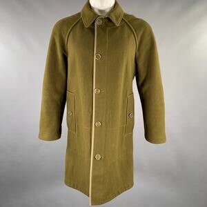 BURBERRY Size S Green Solid Wool Reversible Coat